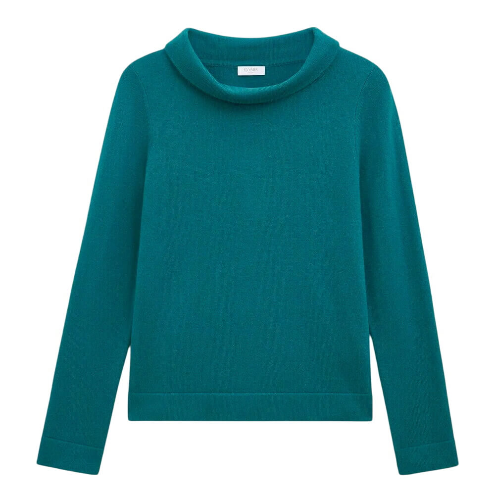 Hobbs London Dark Green Audrey Cashmere Blend Roll Neck Jumper